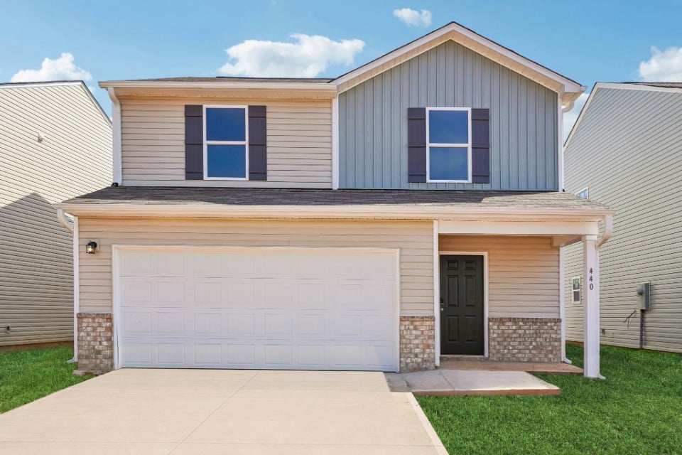 A house with a garage.