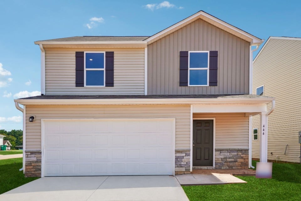 A house with a garage.
