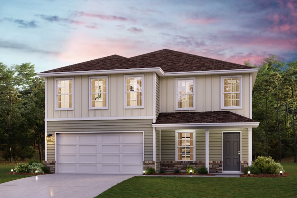 A house with a garage.