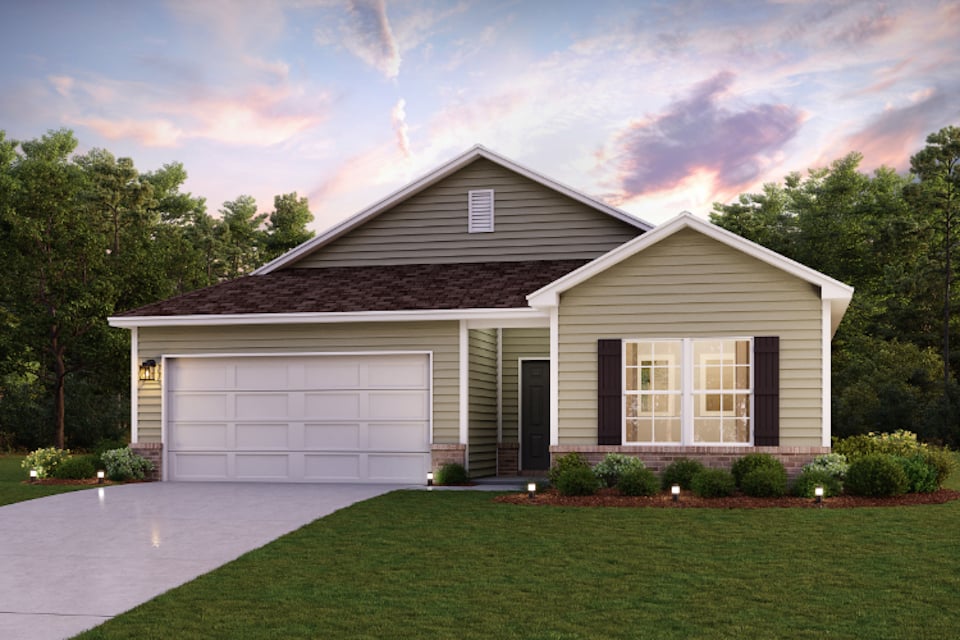 A house with a garage with American Gothic House in the background.