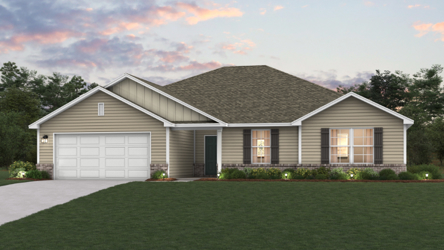 A house with a lawn in front of it.