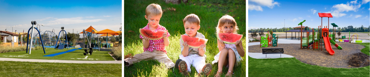 Pictured Left: Greenway at The Preserve at Chino in Chino, CA; Pictured Right: Northpark Woods in Porter, TX
