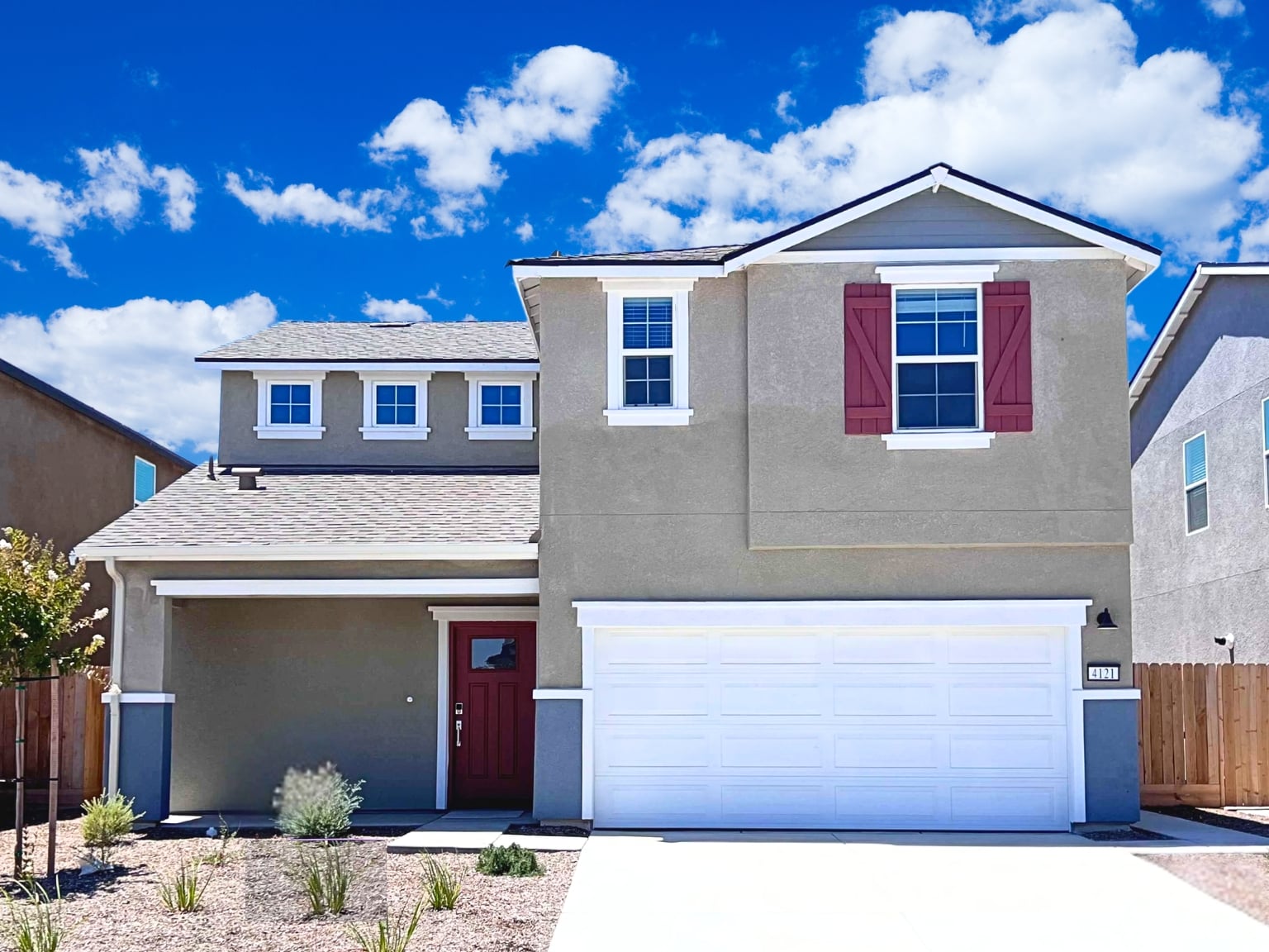 A house with a garage.