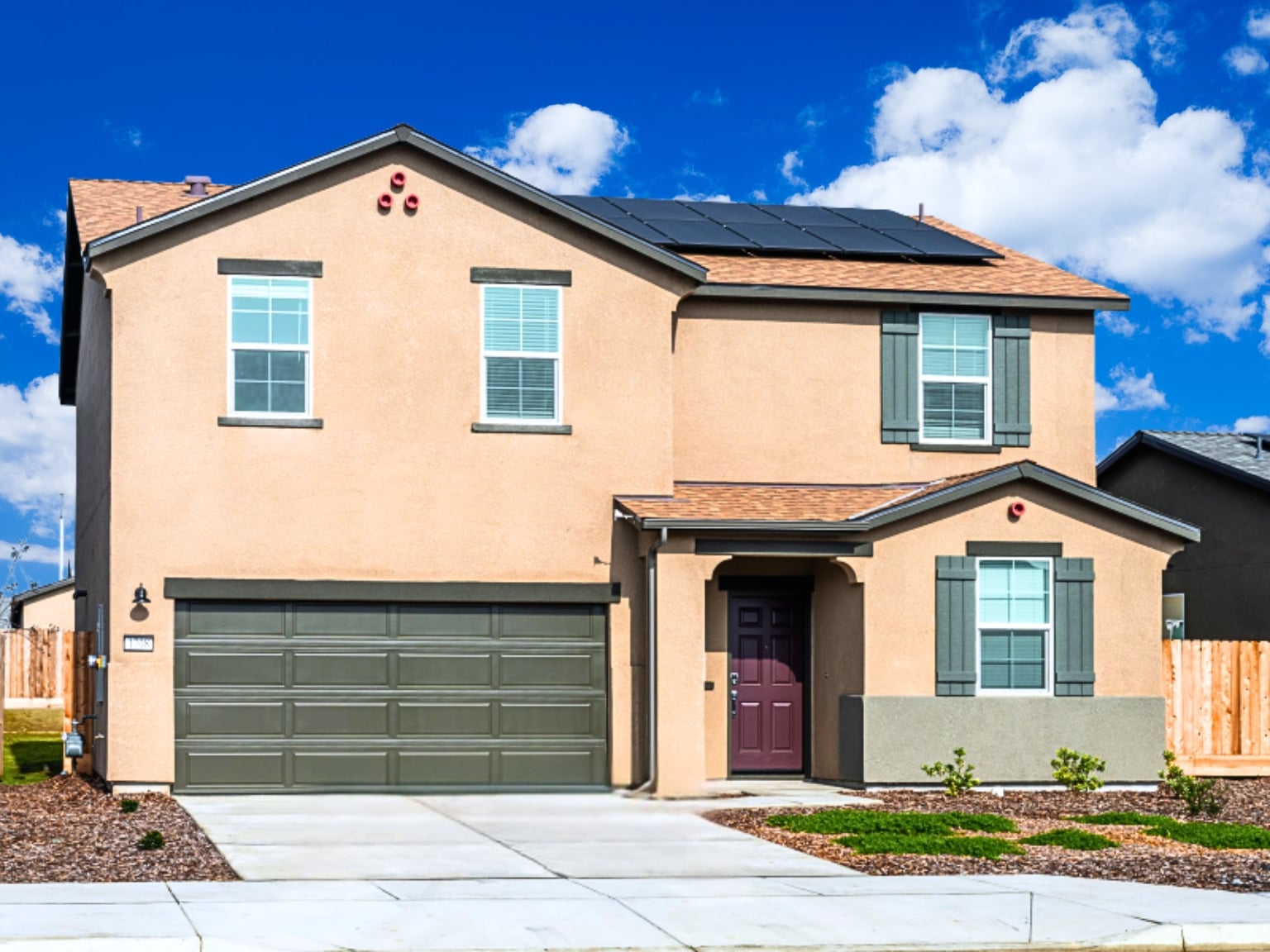 A house with a garage.