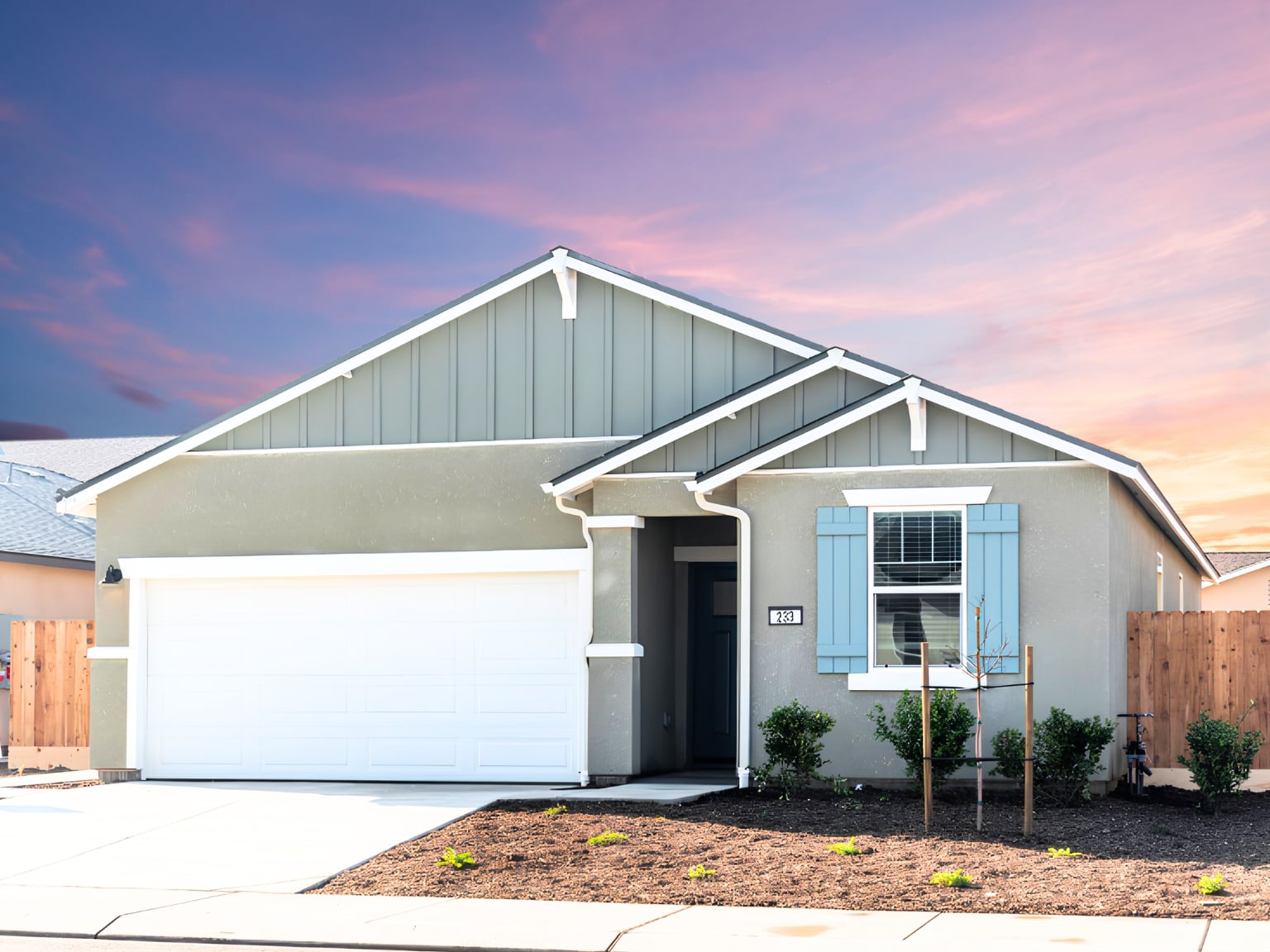 A house with a garage.