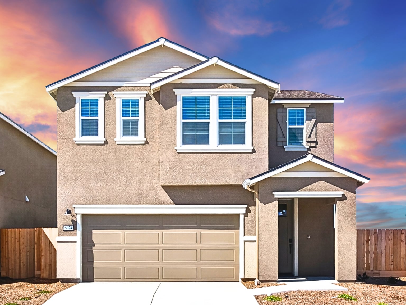 A house with a garage.