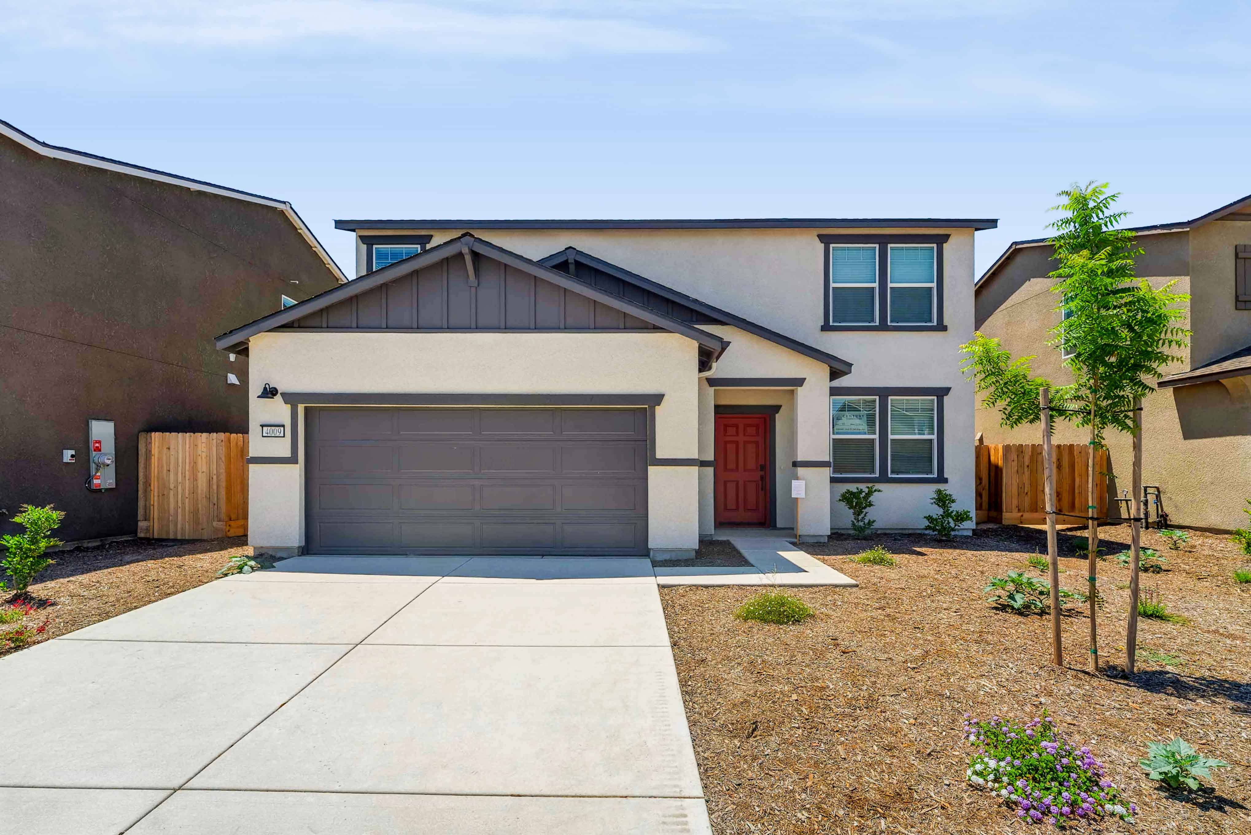 A house with a garage.