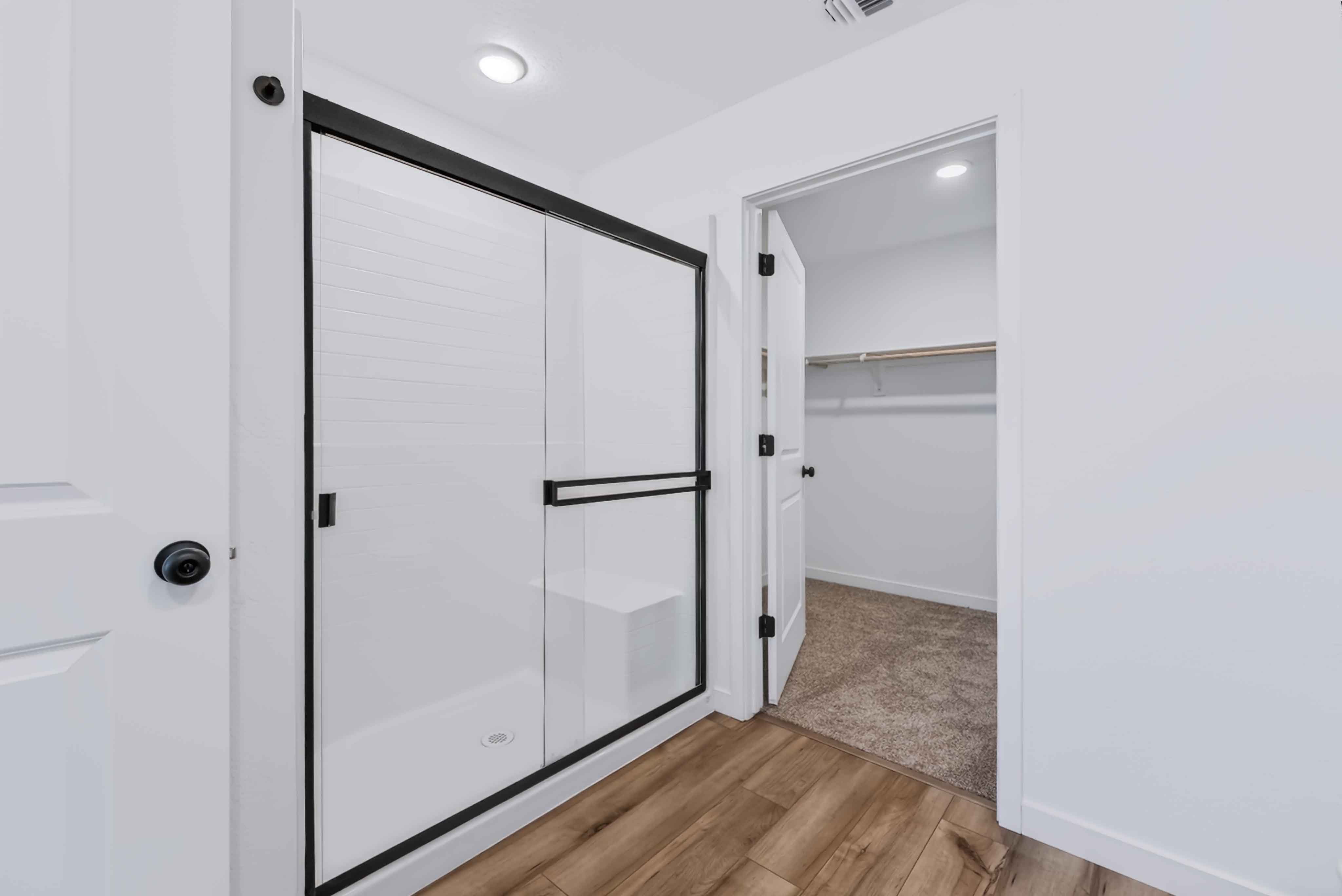 A room with white cabinets.