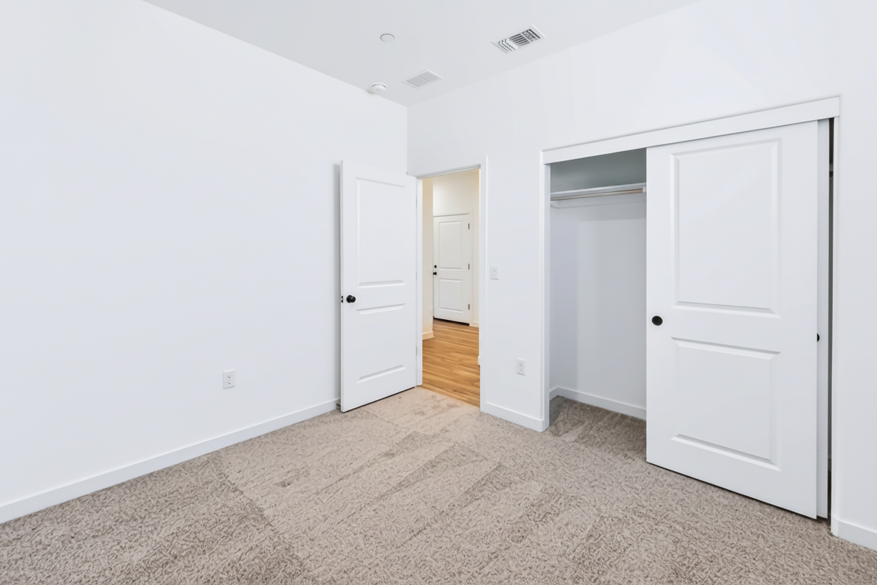 A room with white doors.