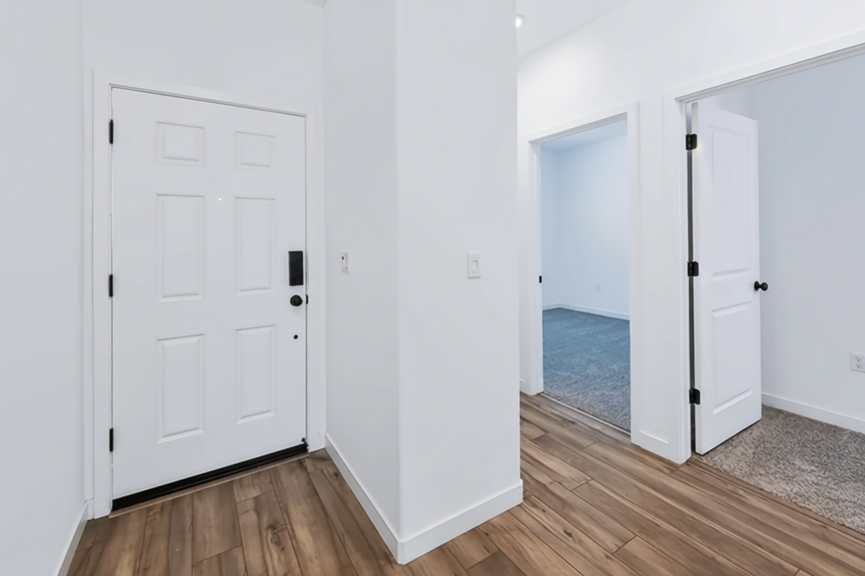 A room with white doors.