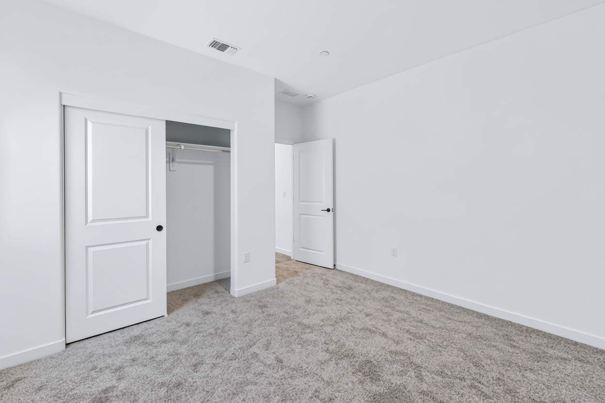 A room with white doors.