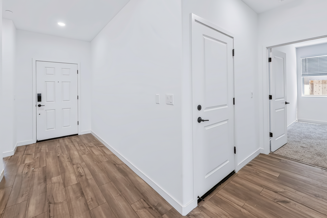 A room with white doors.