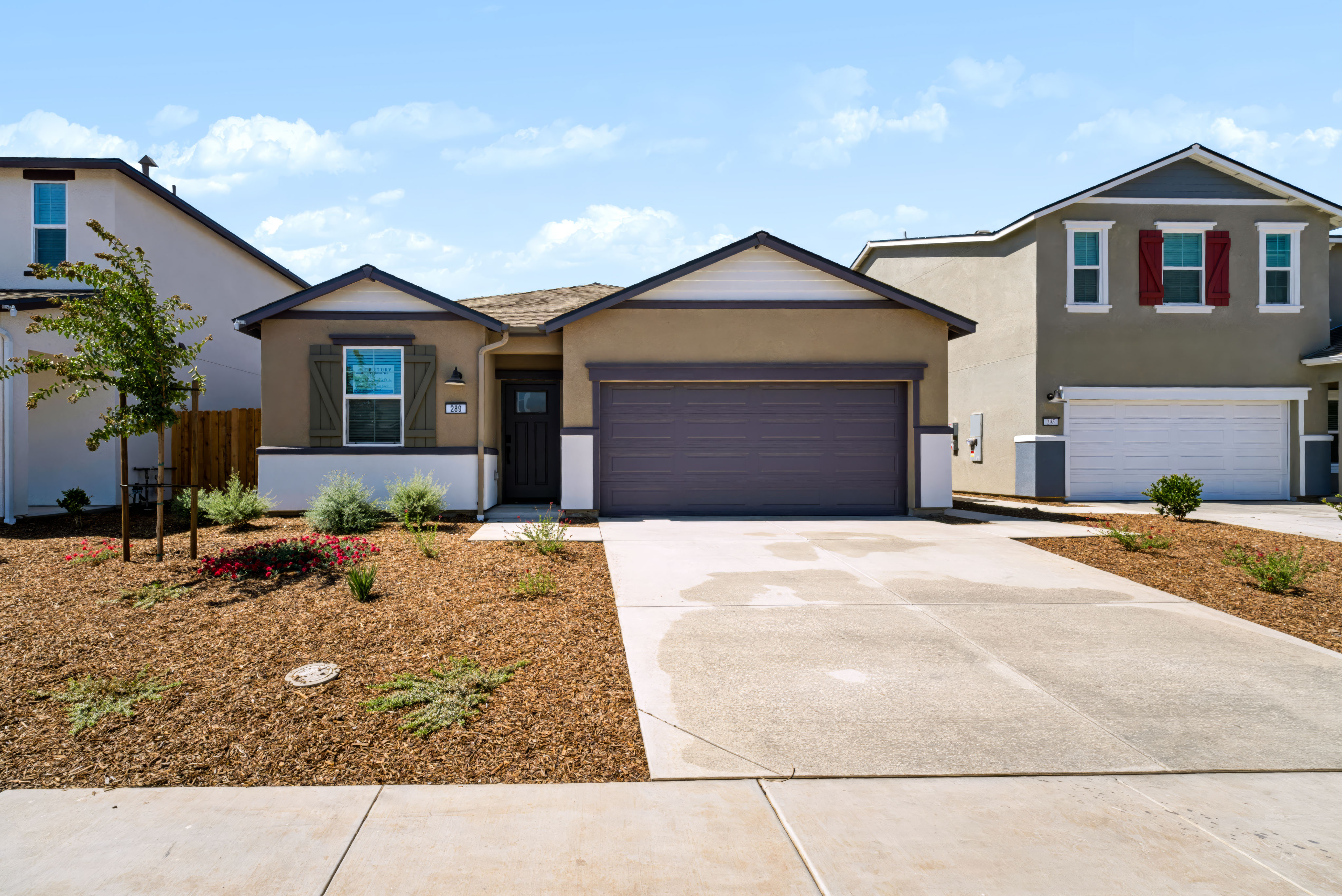 A house with a driveway.