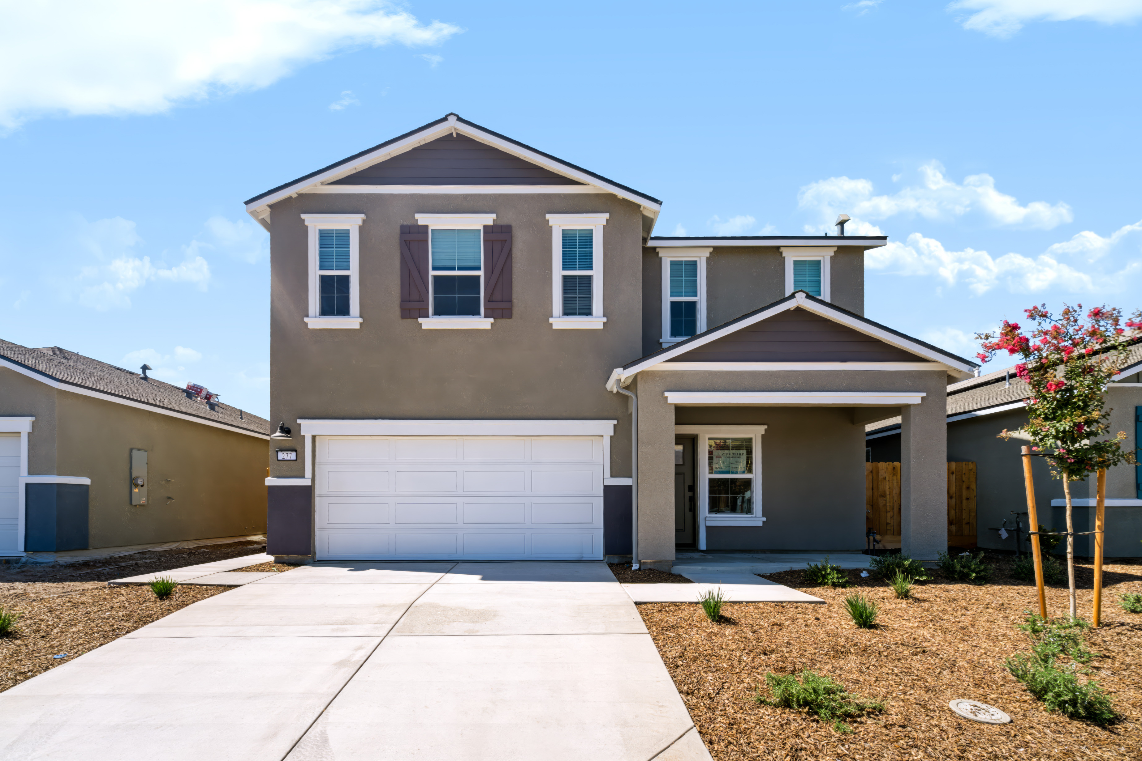 A house with a garage.