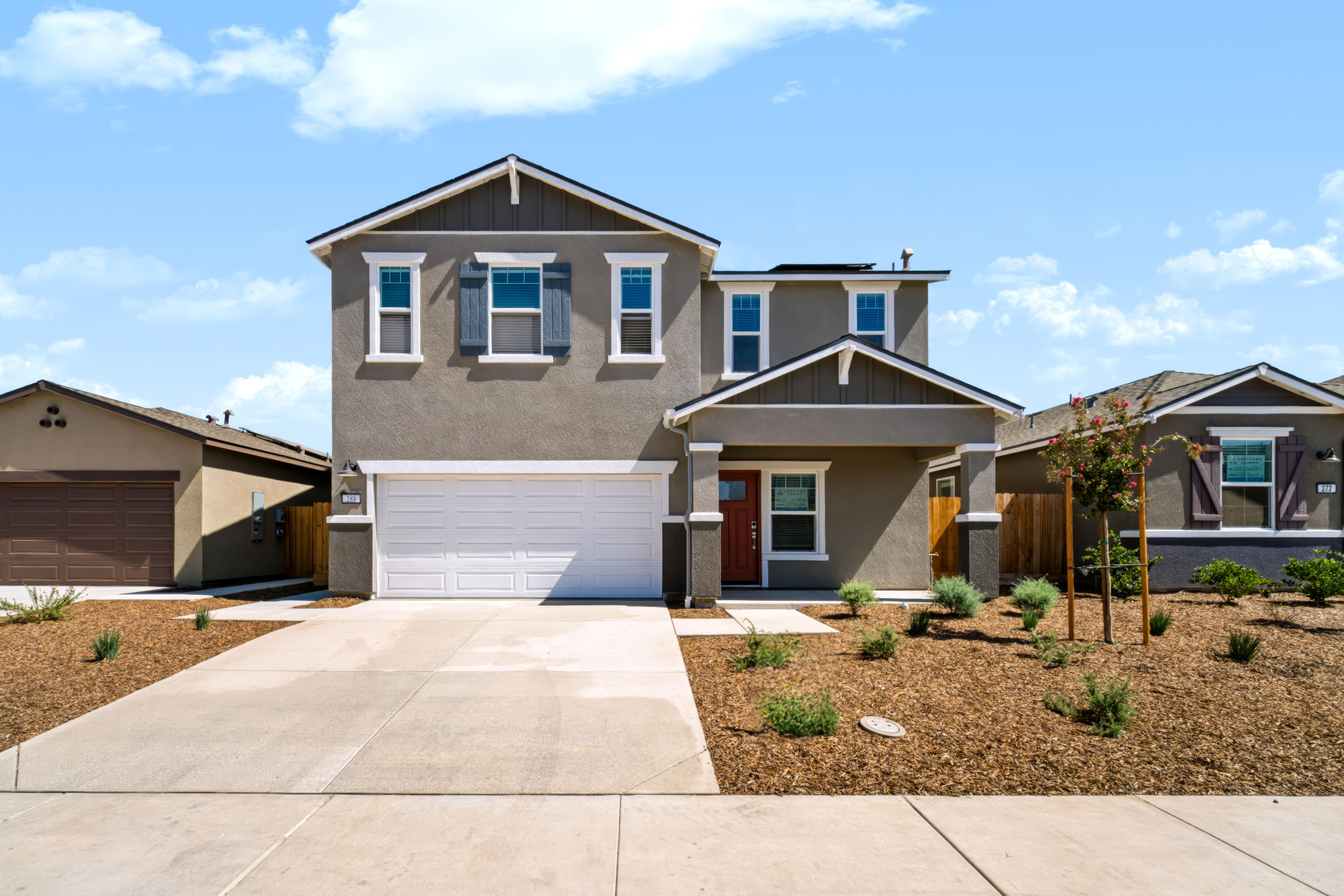 A house with a garage.