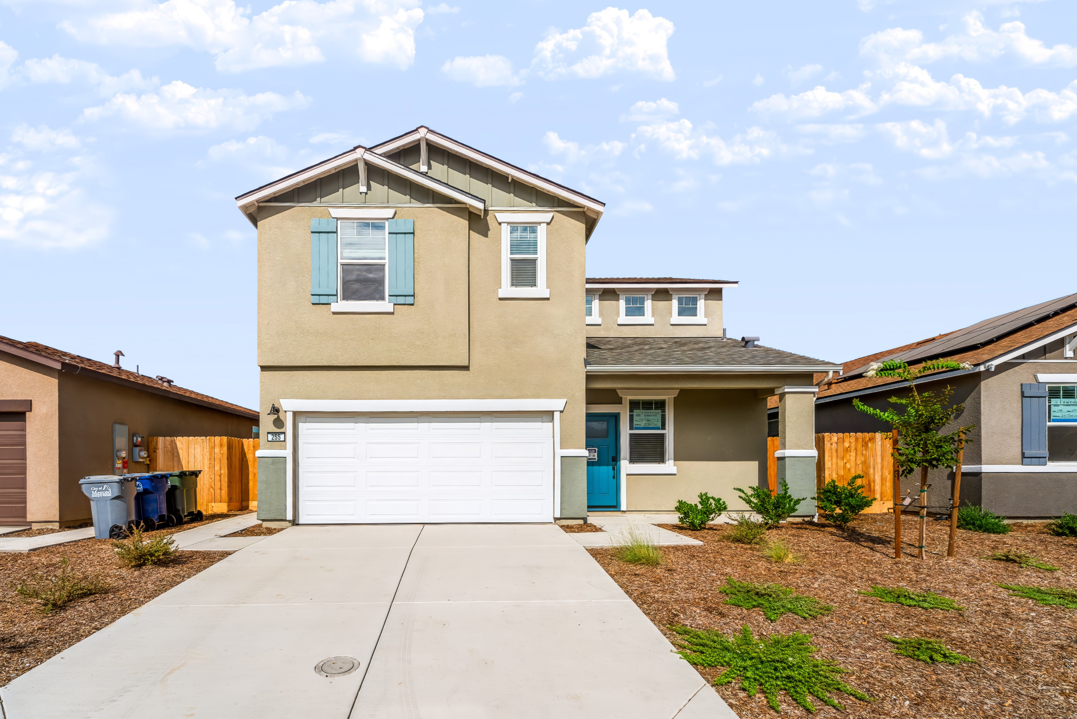 A house with a garage.