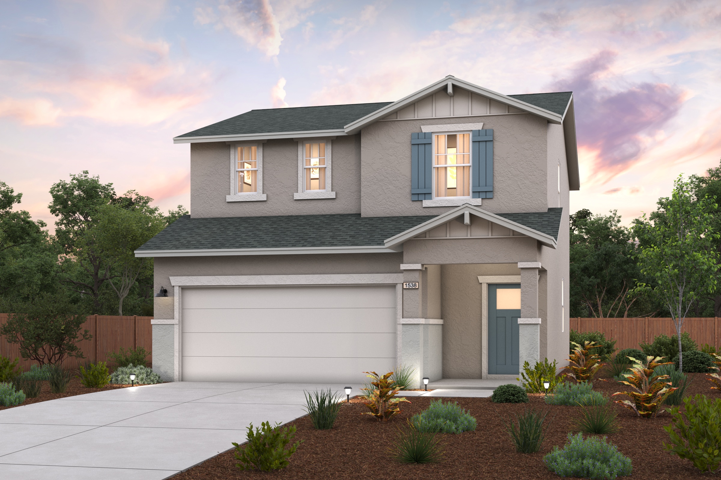 A house with a garage.