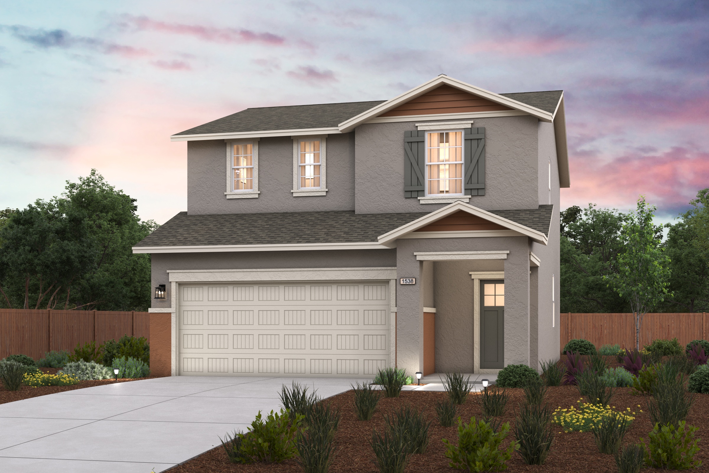 A house with a garage.