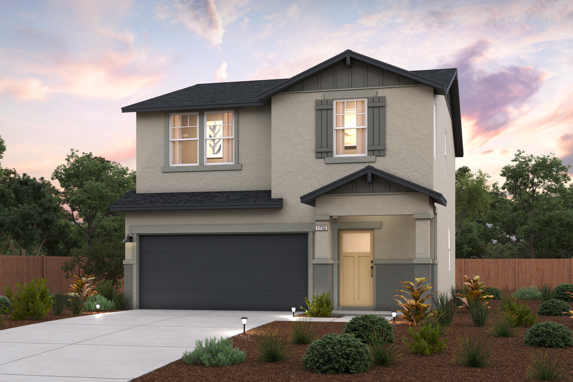 A house with a garage.