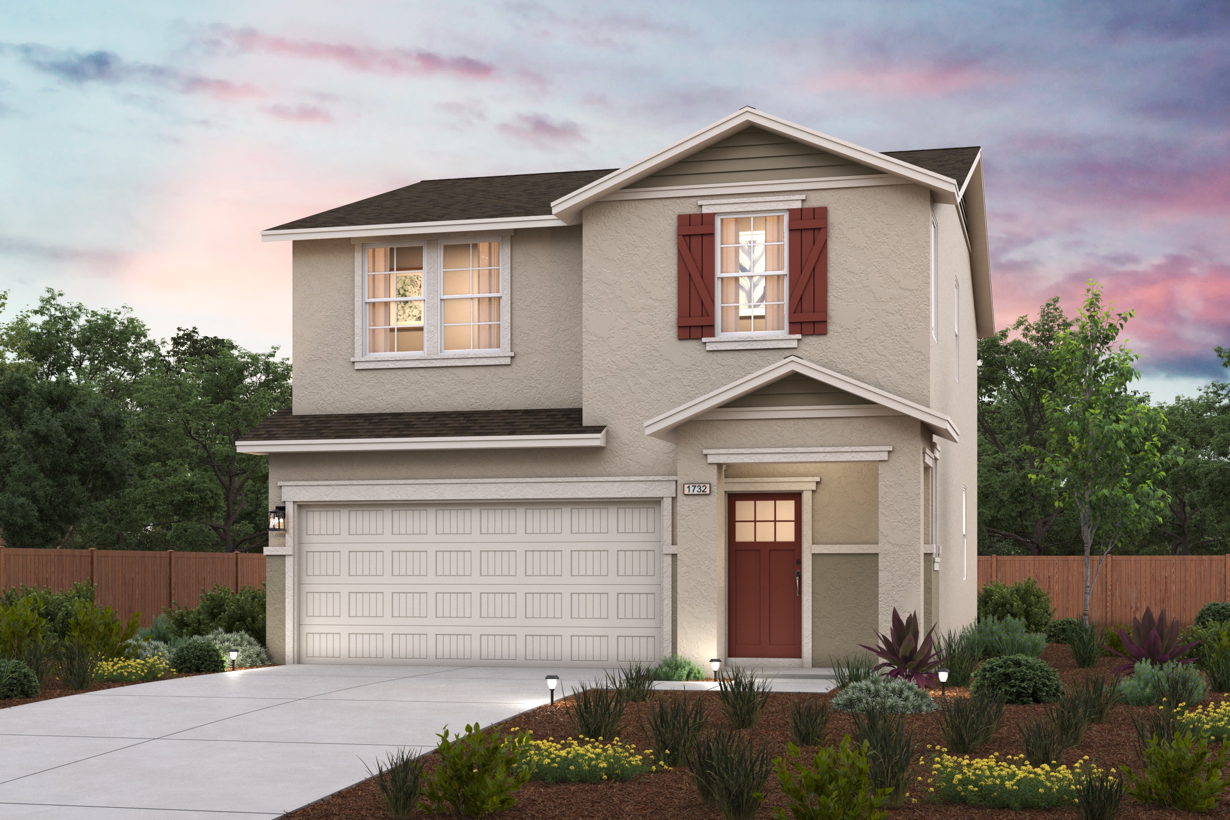 A house with a garage and a fence.