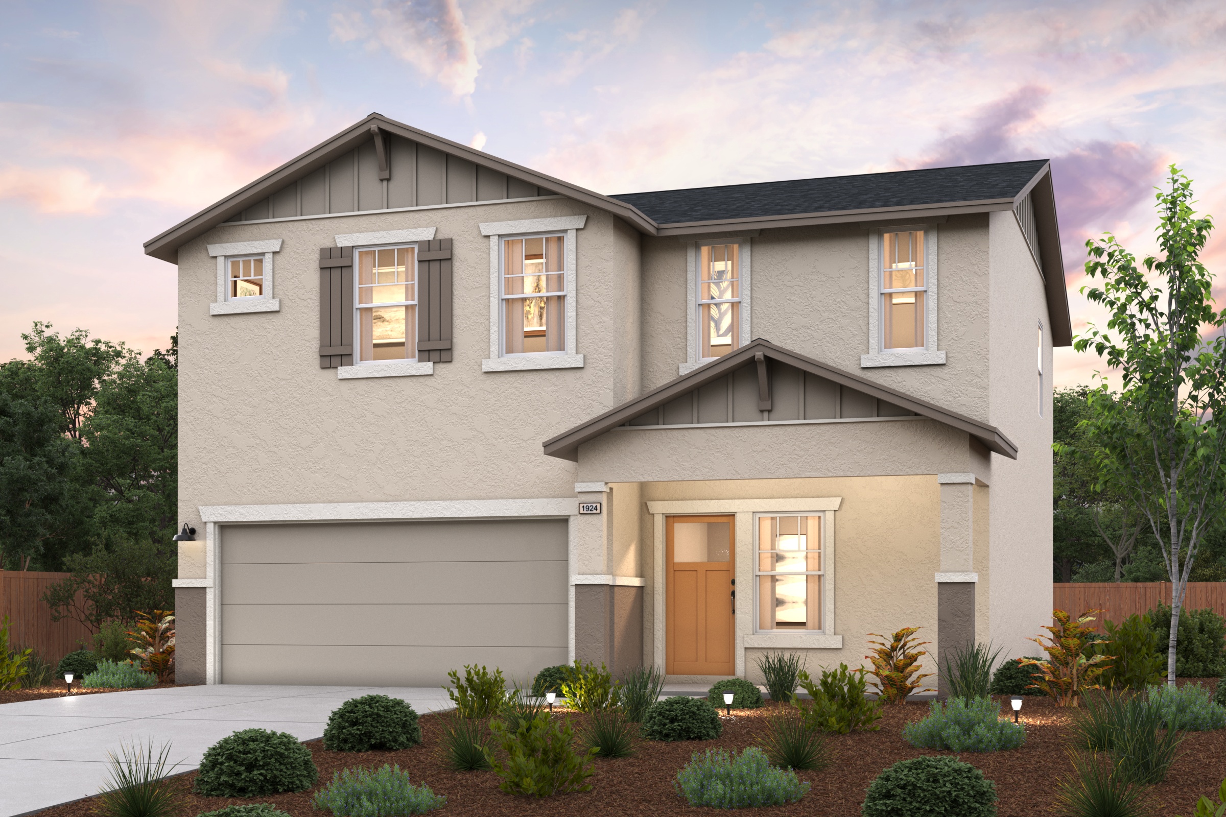 A house with a garage.