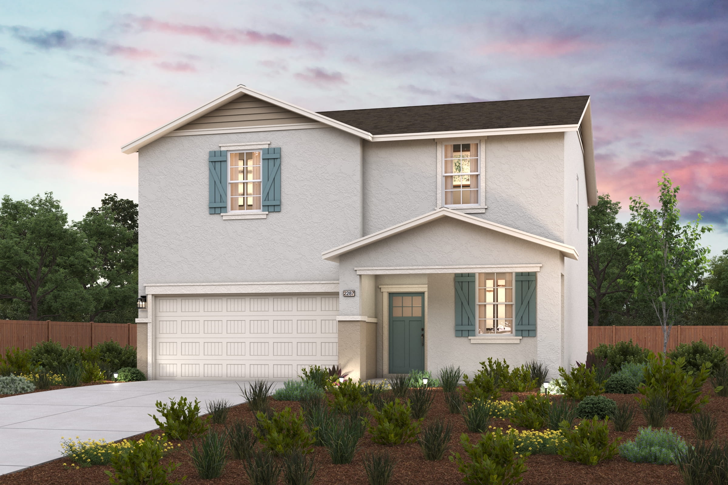 A house with a driveway.
