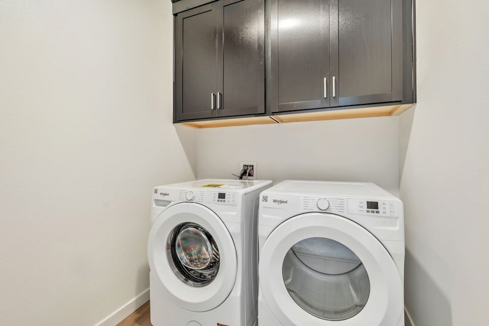 A washing machine and dryer.
