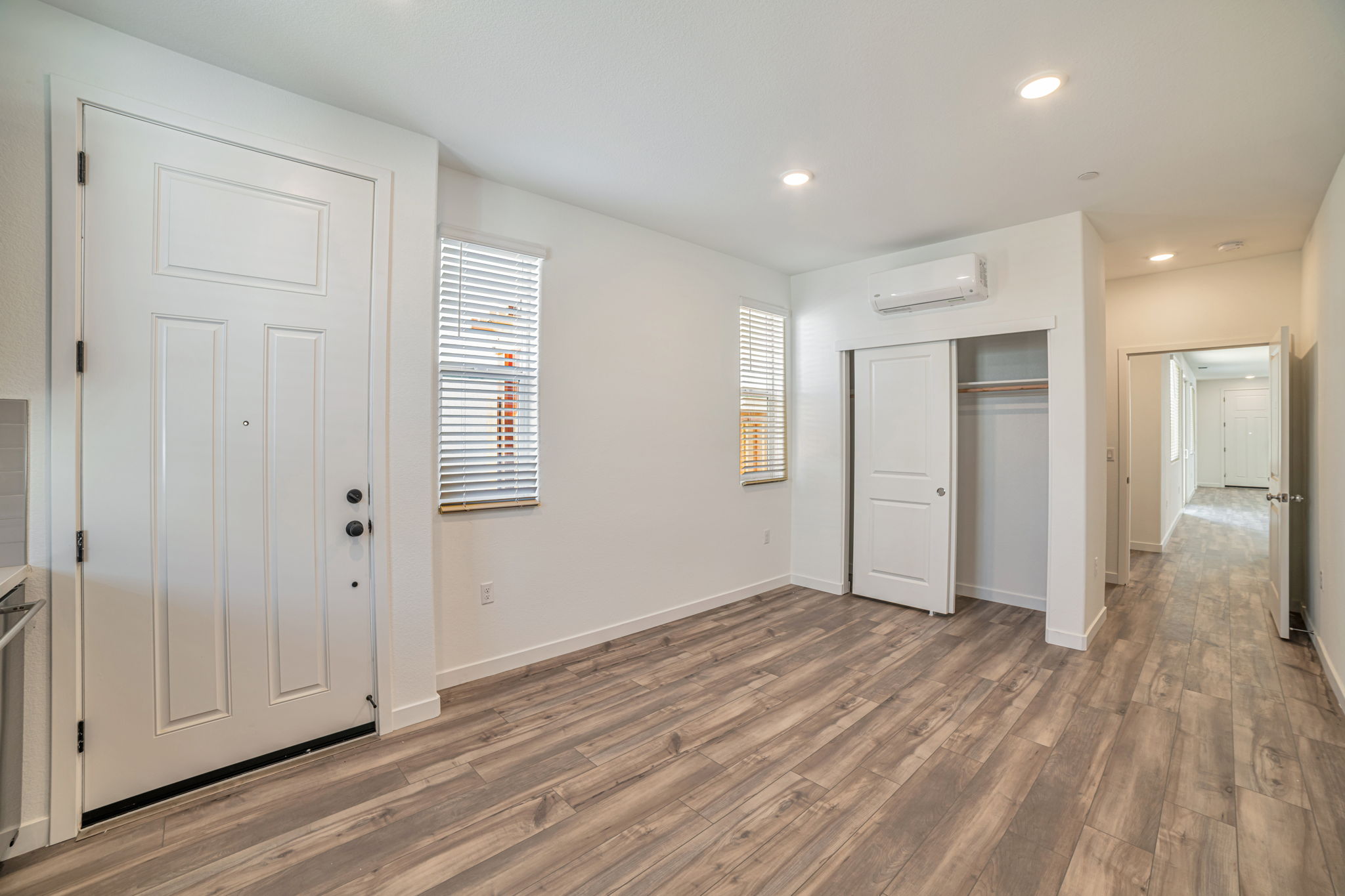 A room with white doors.