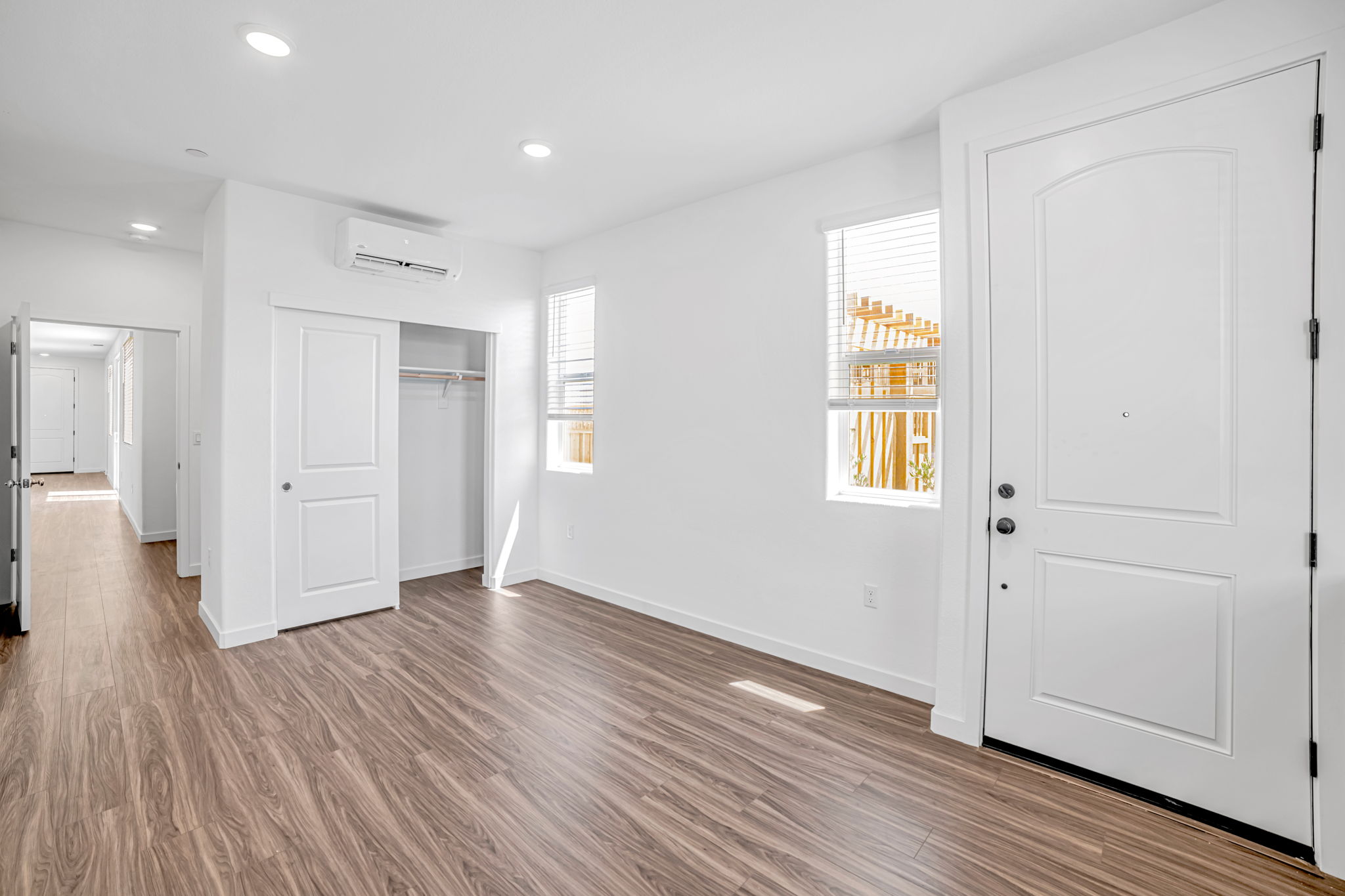 A room with white doors.