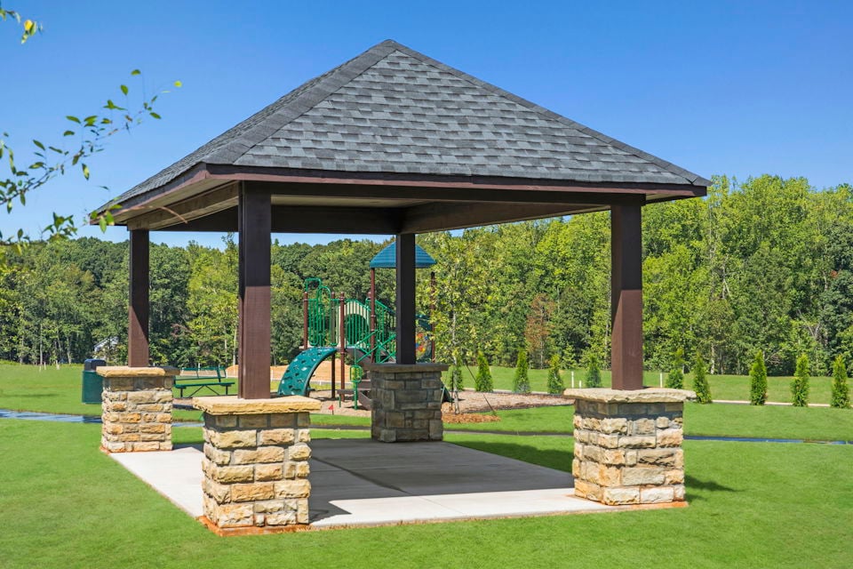 A gazebo in a park.
